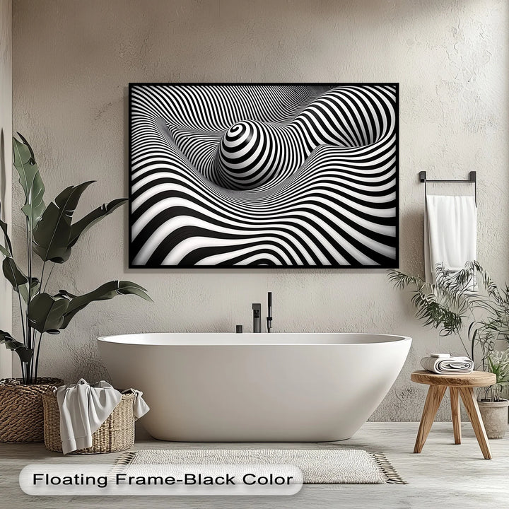 Hypnotic Spiral Wave Illusion – Black & White Canvas Print - MyPhotoStation