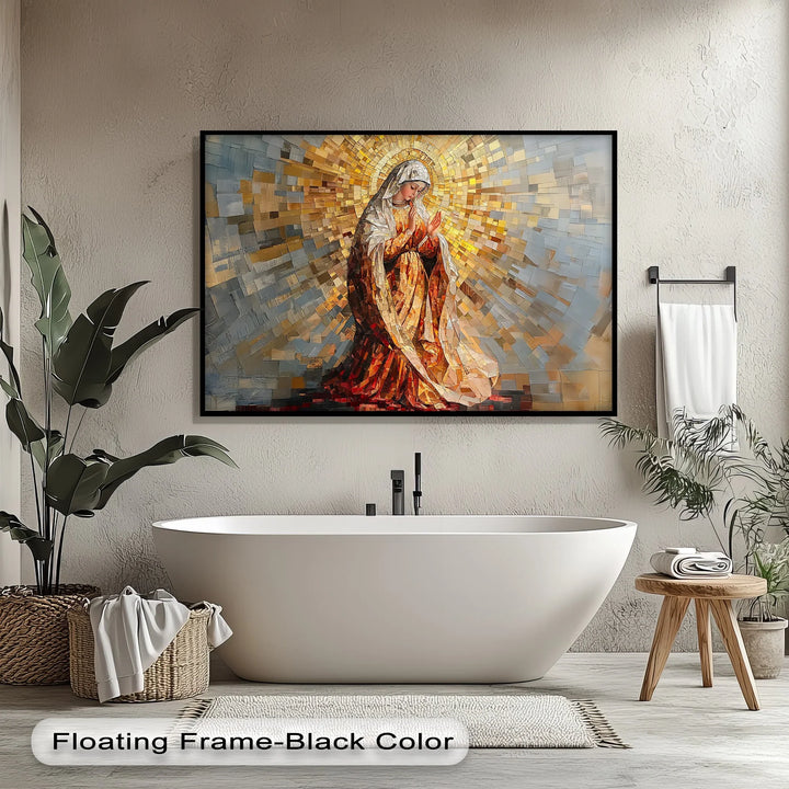 Radiant Grace – Virgin Mary Mosaic Style Canvas Print - MyPhotoStation