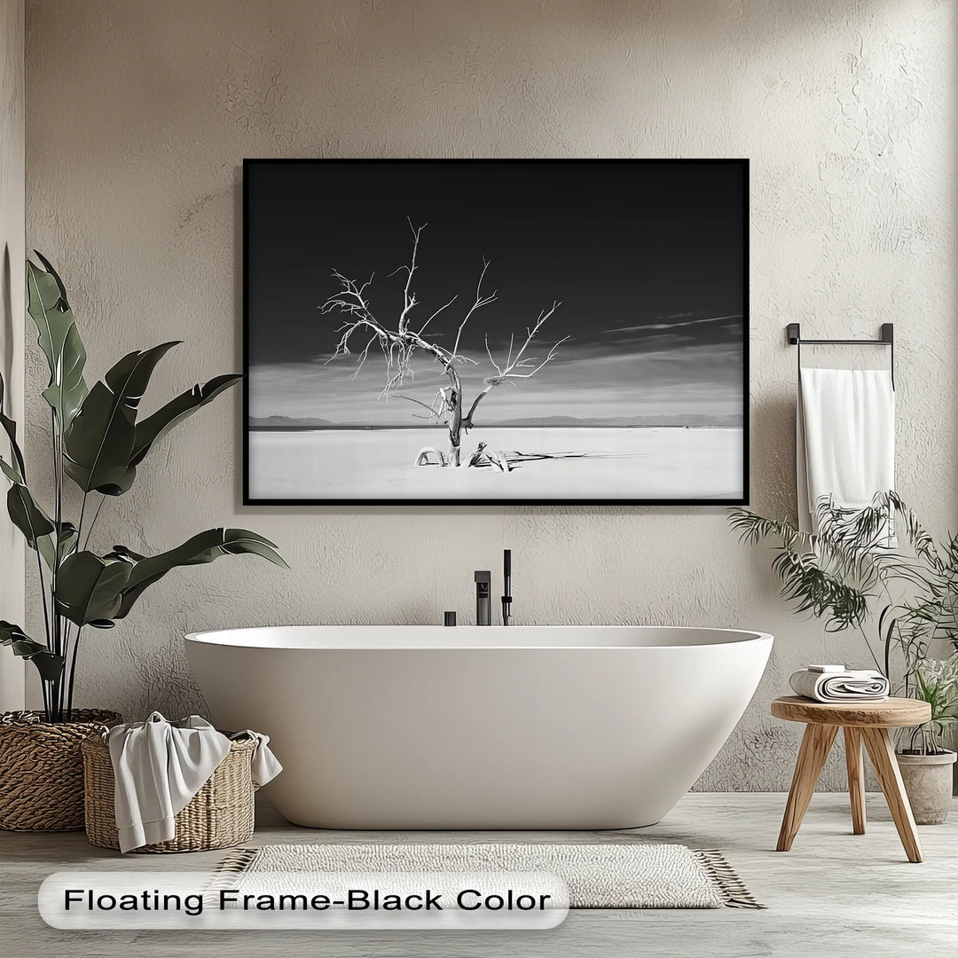 Barren Beauty – desert landscape canvas in grayscale.

