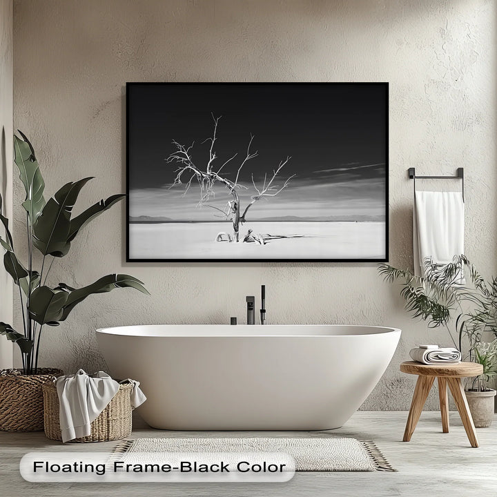 Barren Beauty – desert landscape canvas in grayscale.

