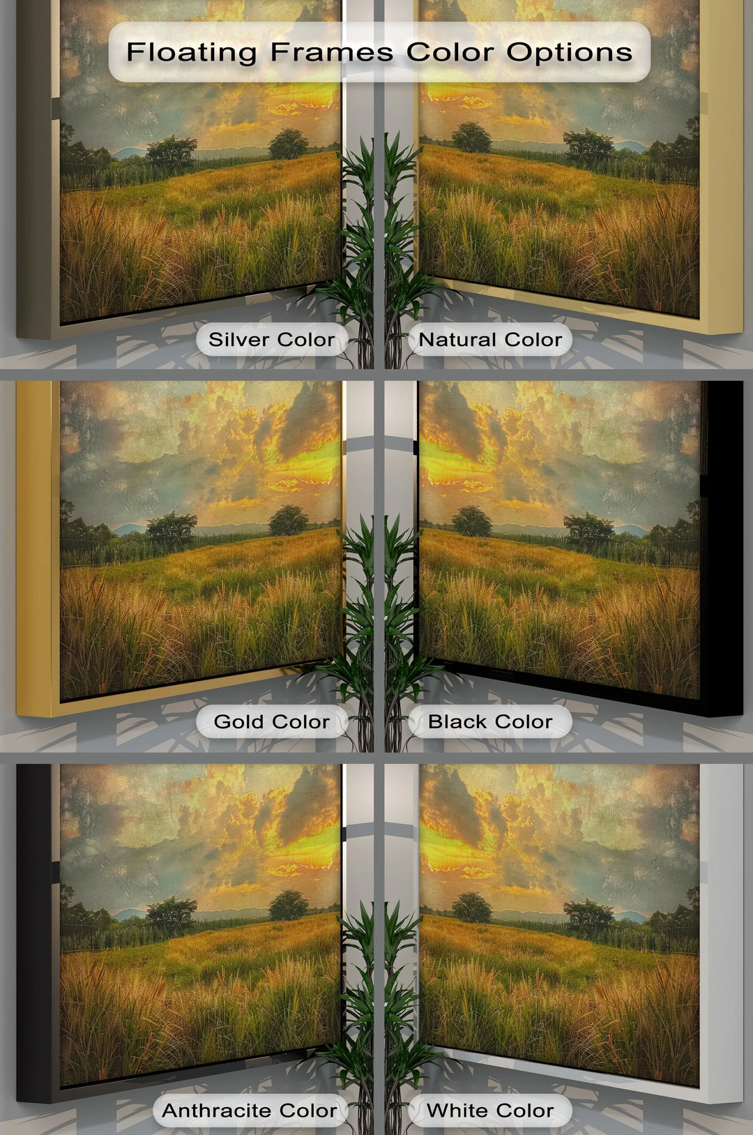 Golden Horizon – Rustic Sunset Field Landscape Canvas Print