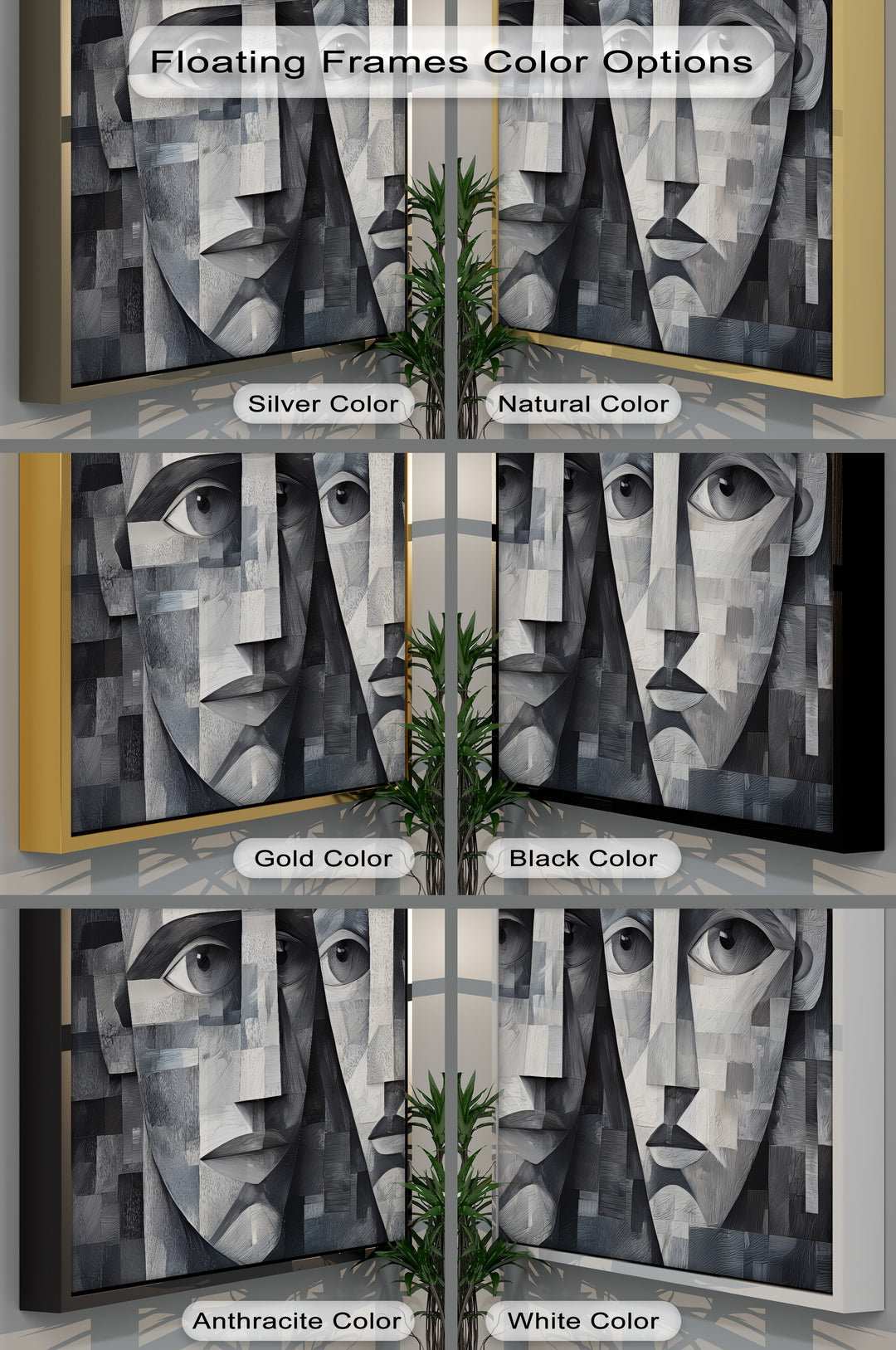 Fragmented Souls – Monochrome Abstract Faces Canvas Print