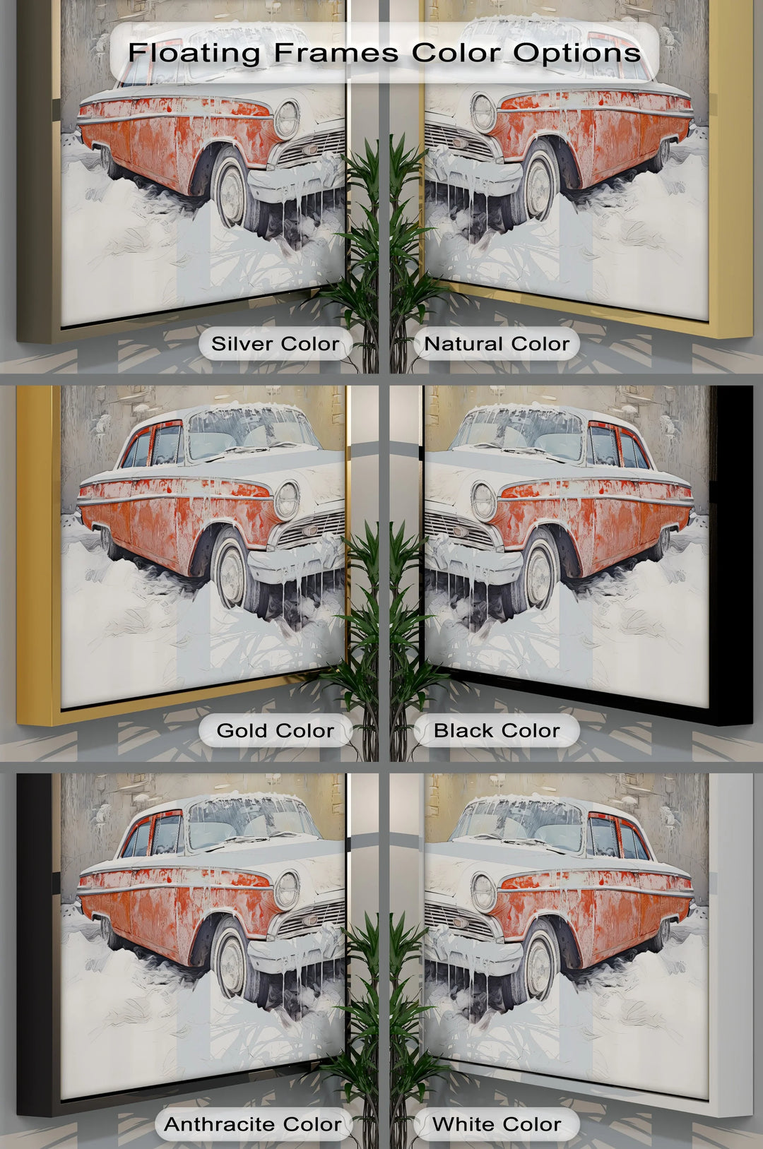 Vintage Red Sedan in Snow - Car Canvas Print