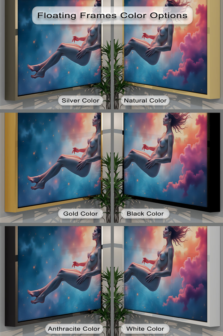 Floating Nude in Cosmos – Erotic Canvas Wall Art | Canvas Wall Decor