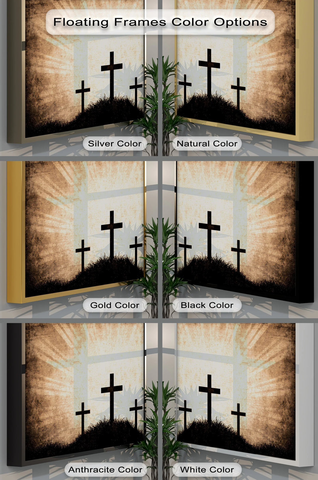 Three Crosses at Calvary – Rustic Faith Canvas Print