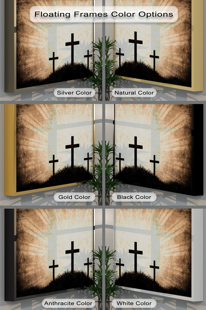 Three Crosses at Calvary – Rustic Faith Canvas Print