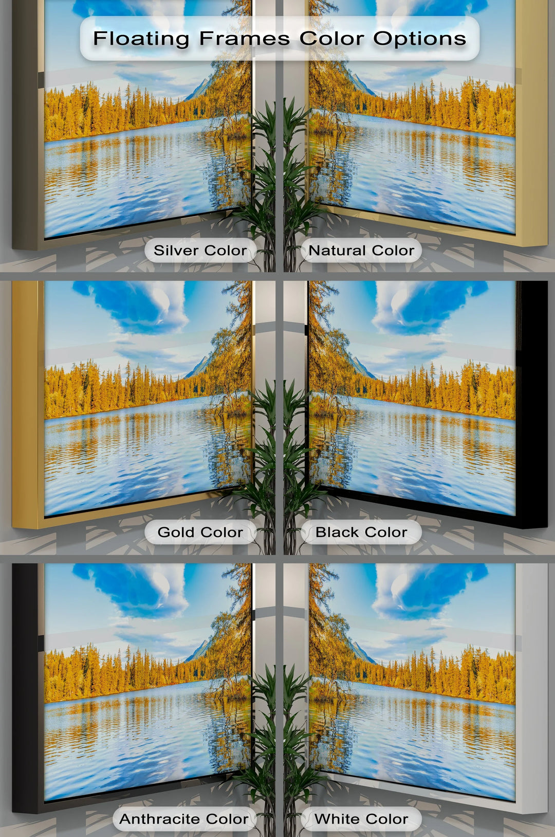 Golden Pines Reflected – Autumn Lakeside Canvas Print
