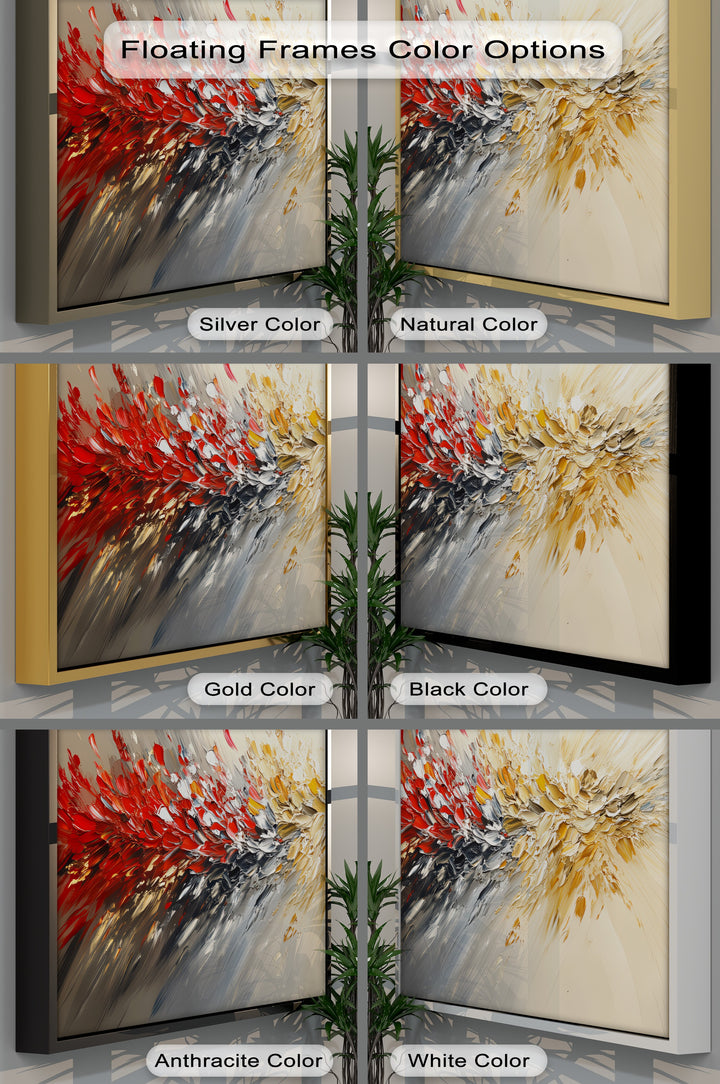 Fusion in Motion – Red, Gold & Silver Abstract Energy Canvas Print