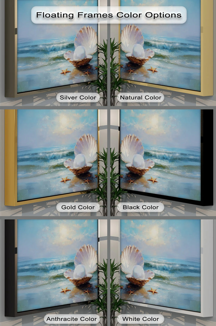 Open Seashell and Pearl at Shore – Coastal Canvas Print - MyPhotoStation