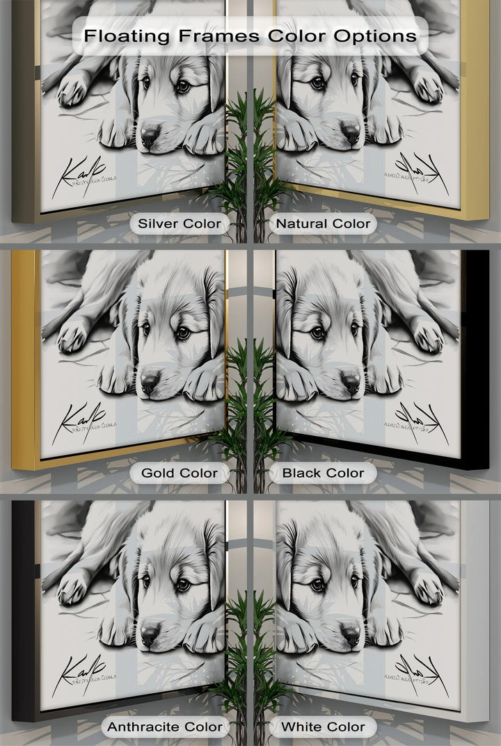 Gentle Gaze – Sad-Eyed Puppy in Black & White Canvas Print - MyPhotoStation