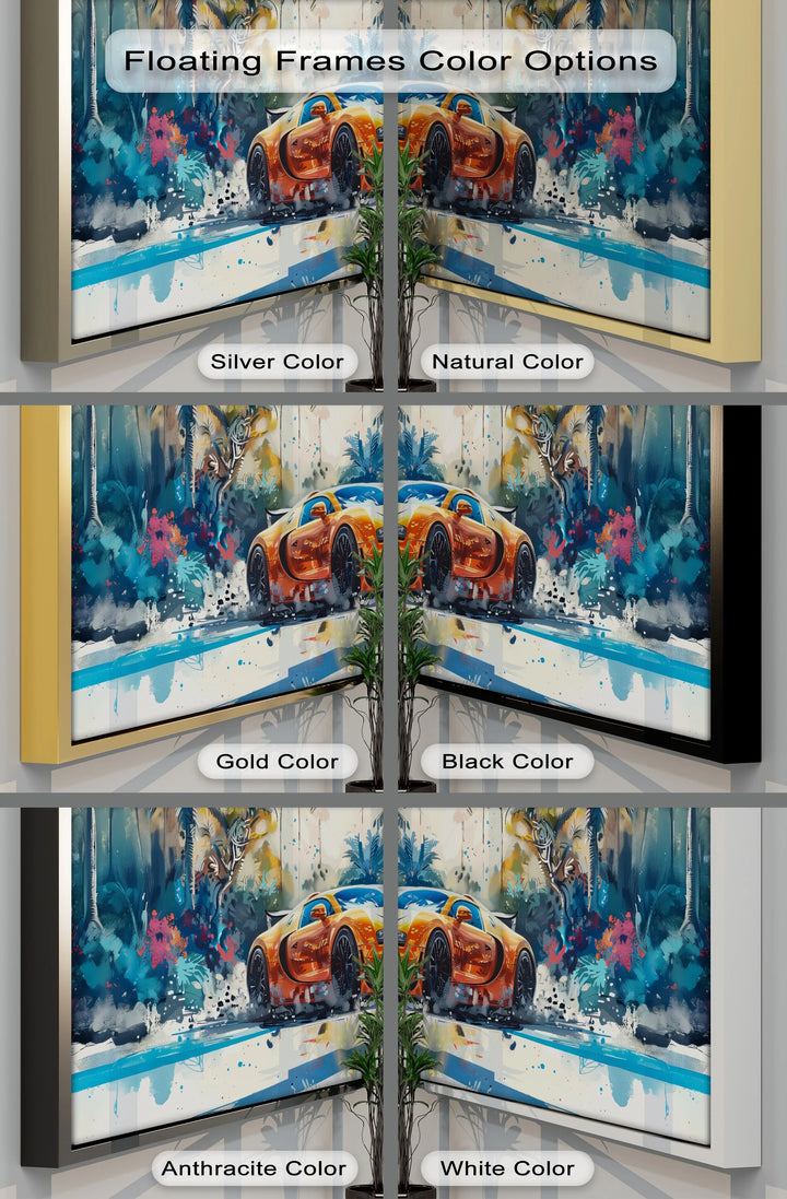 Tropical Pursuit – Orange Hypercar Jungle Escape Car Canvas Print
