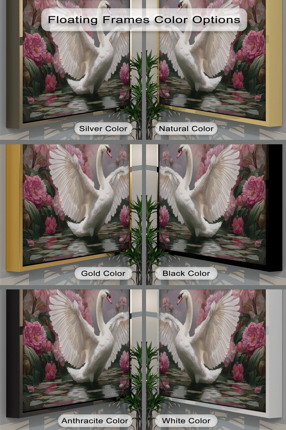 Elegance in Bloom – Swan and Peony Garden Canvas Print - MyPhotoStation
