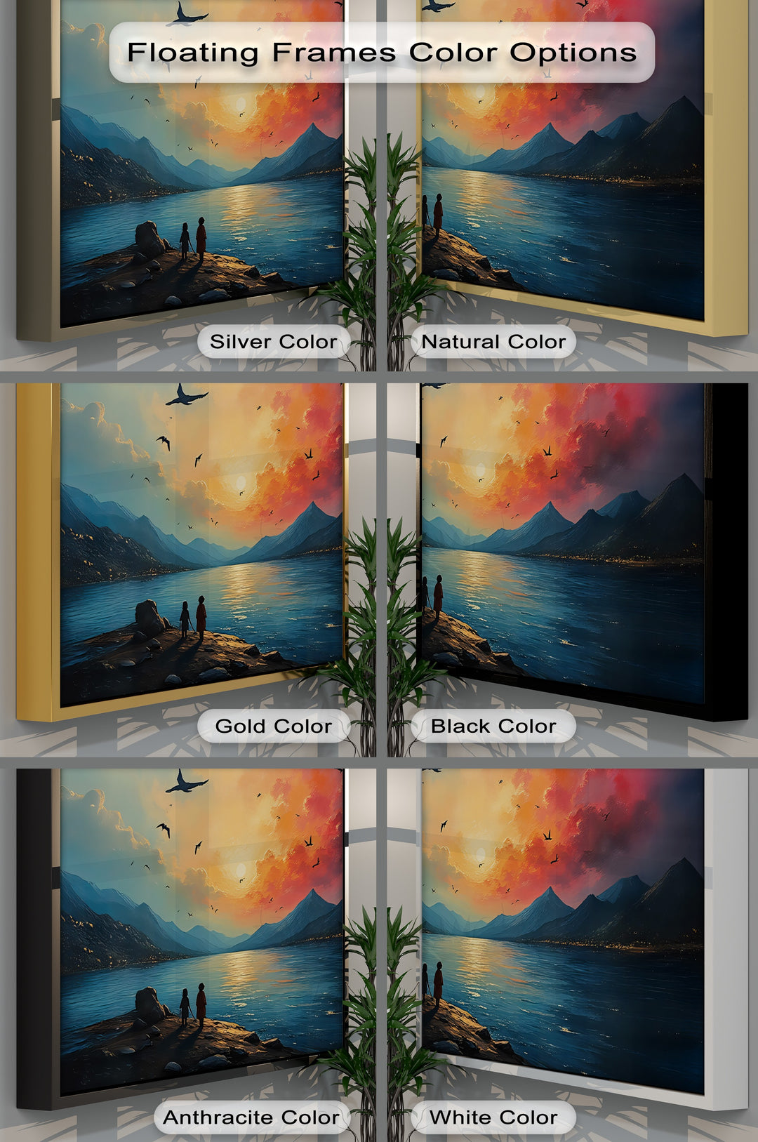 Radiant Sunset Horizon – Lake & Mountain Canvas Wall Art | Framed Art