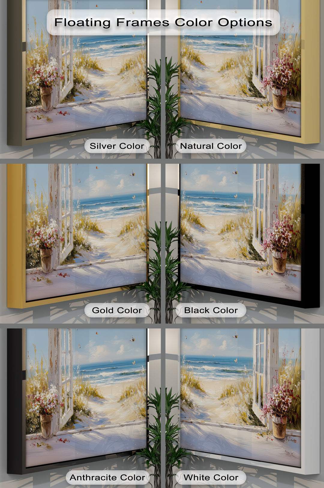 Golden Dune Escape – Seaside Window View Canvas Print