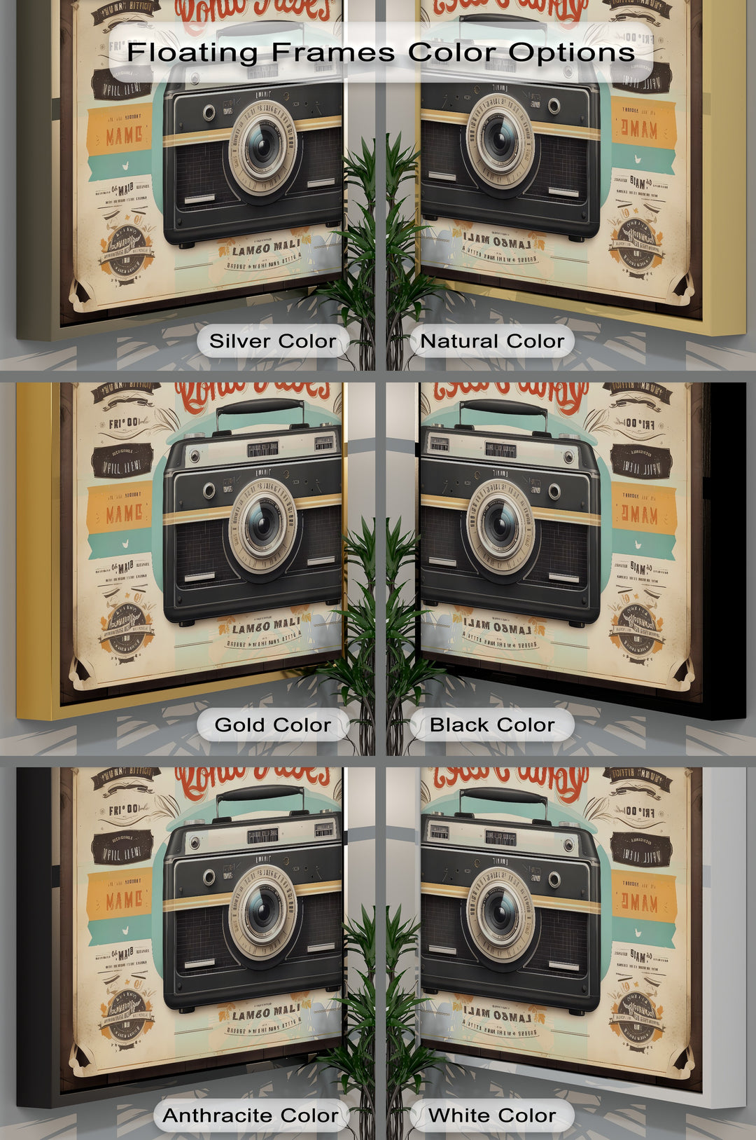 Retro Focus – Vintage Camera with Typography Collage Canvas Print
