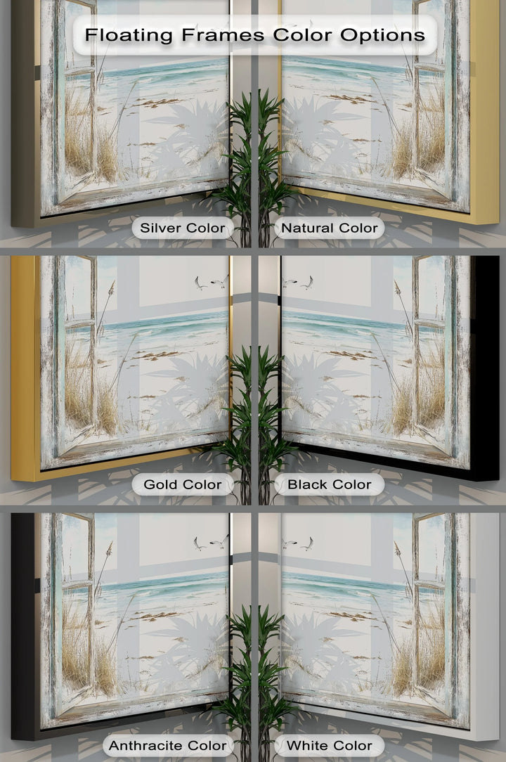 Seaside Escape Through Rustic Window – Kitchen Canvas Art - MyPhotoStation