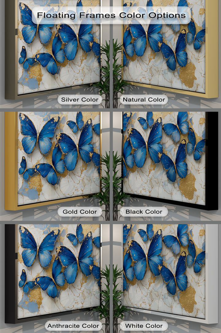 Royal Blue Flight – Gold-Accented Butterfly Canvas Print