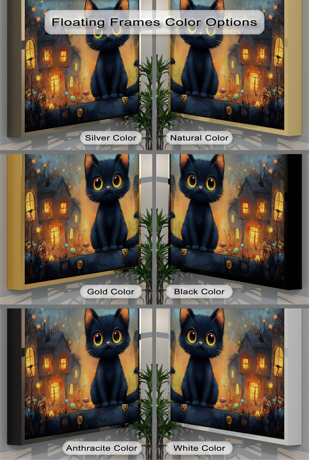 Big-Eyed Black Kitten in a Halloween Town - Cat Canvas Print - MyPhotoStation
