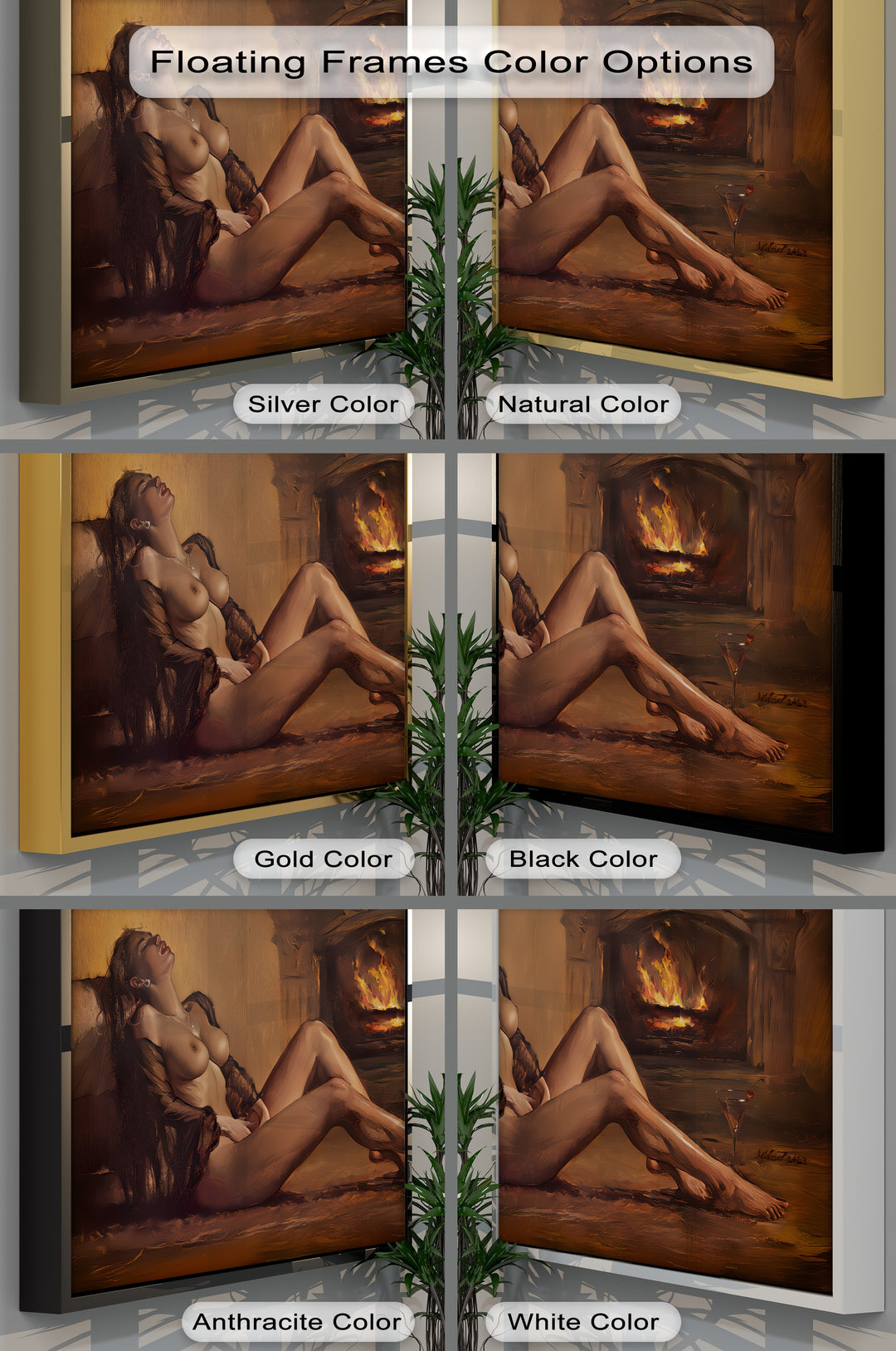 Ember Desire – Erotic Fireplace Nude Canvas Wall Art | Biggest Canvas