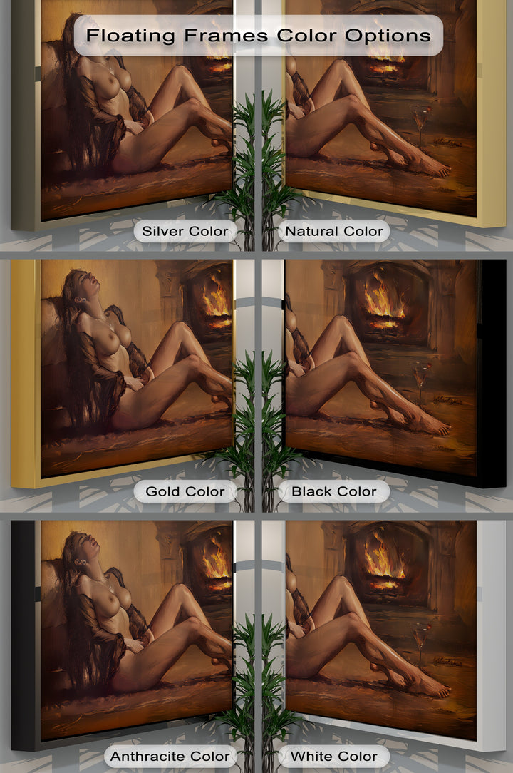 Ember Desire – Erotic Fireplace Nude Canvas Wall Art | Biggest Canvas