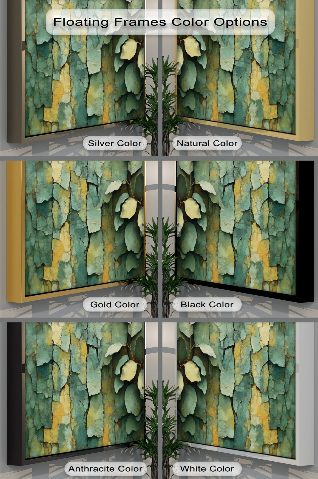 Cracked Earth Botanica – Textured Green Bark and Leaf Canvas Print - MyPhotoStation