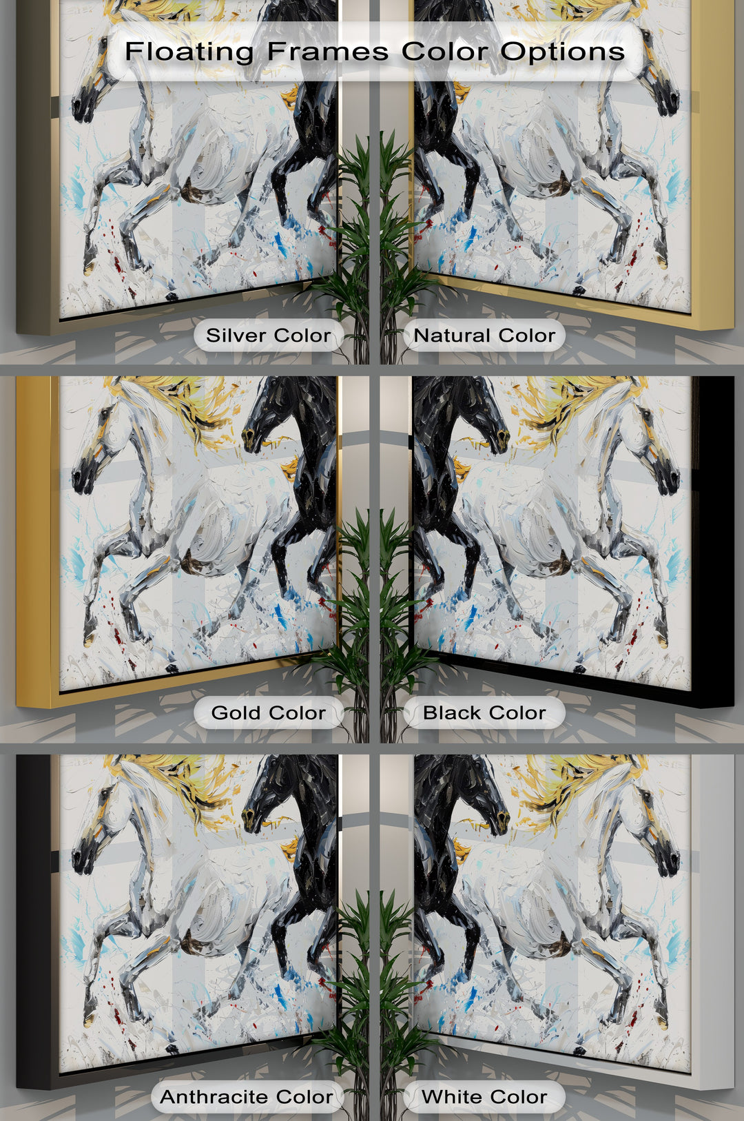 Ethereal Charge – Abstract Black and White Horse Canvas Print