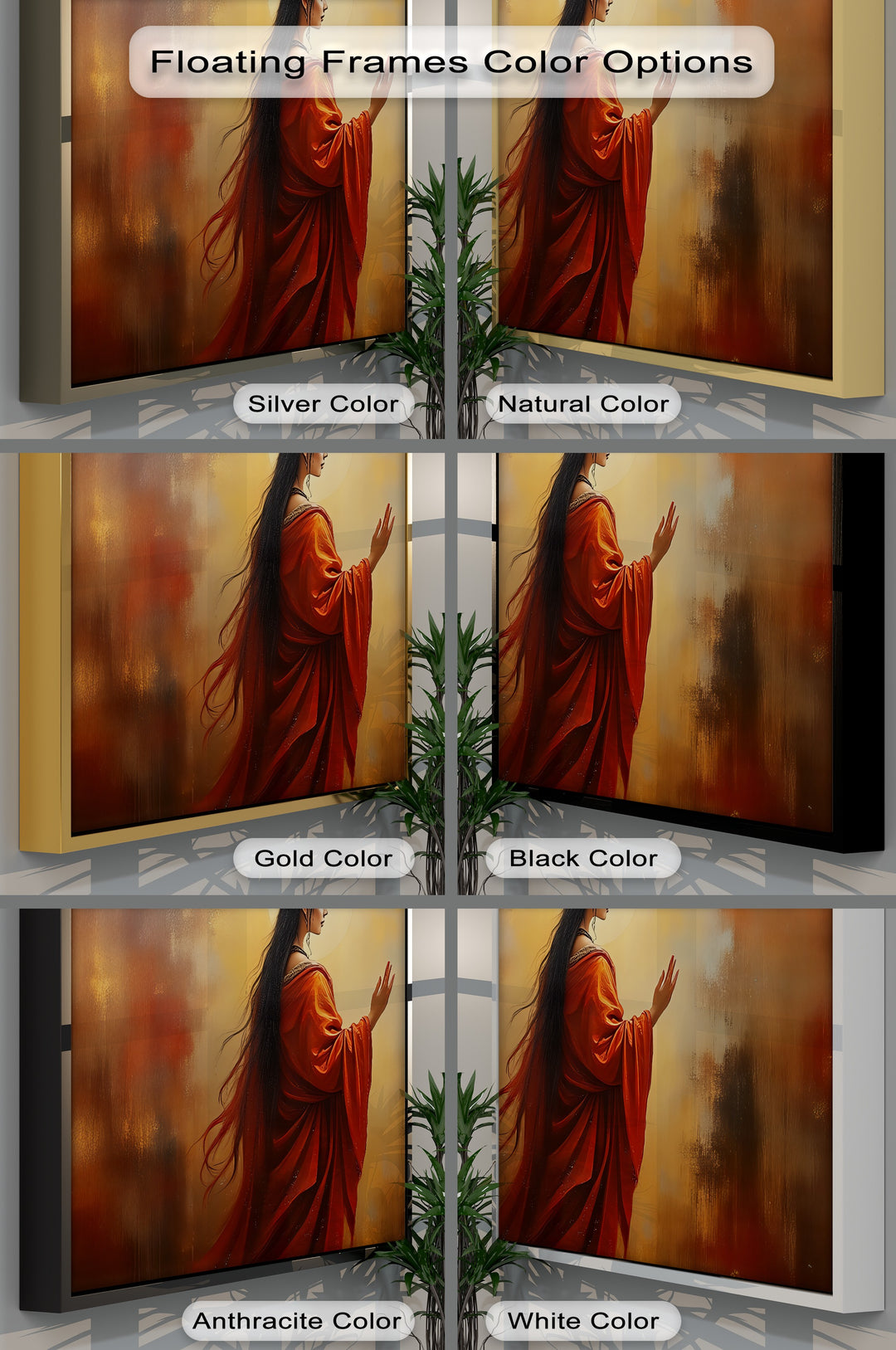 Radiant Serenity – Oriental Woman in Red Canvas Wall Art | Framed Art