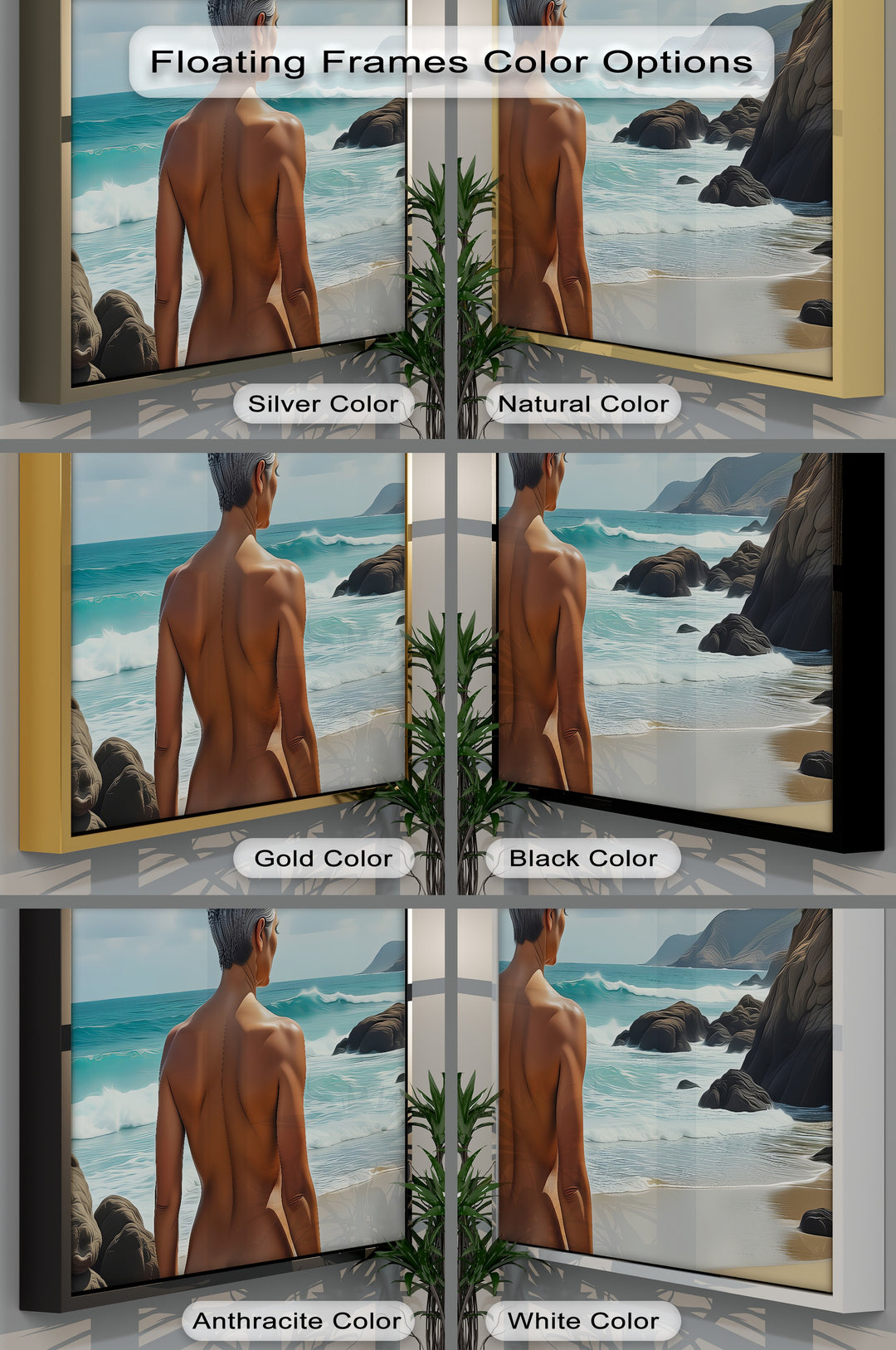 Mature Nude at Rocky Coastline - Erotic Canvas Wall Art | Sexy Art