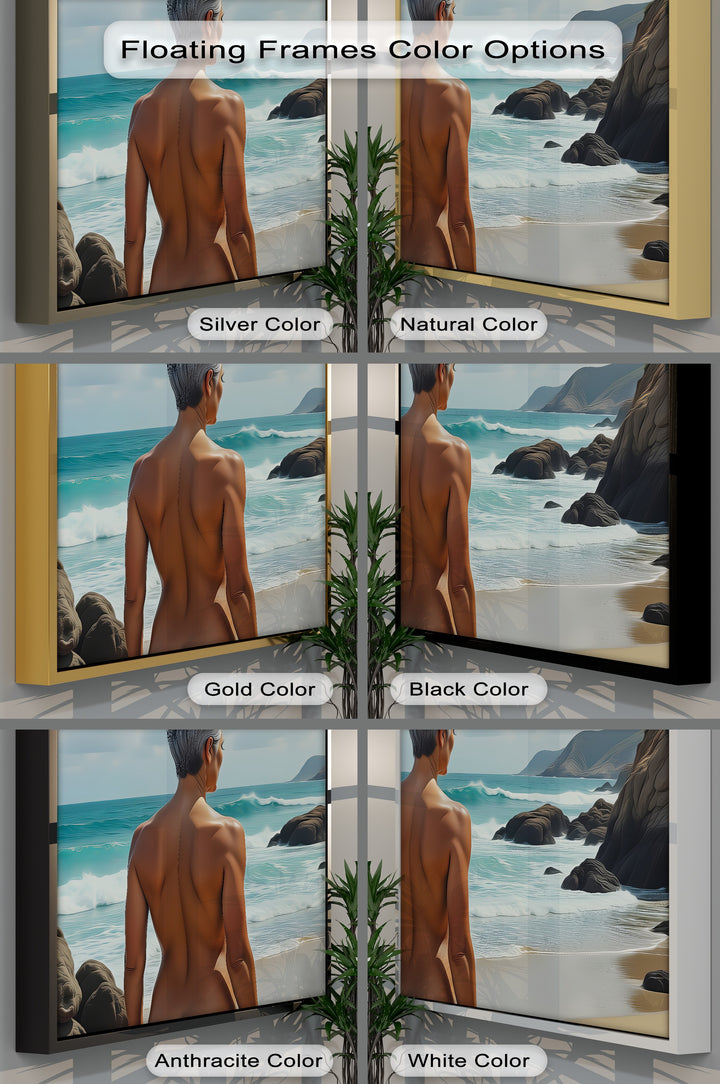 Mature Nude at Rocky Coastline - Erotic Canvas Wall Art | Sexy Art