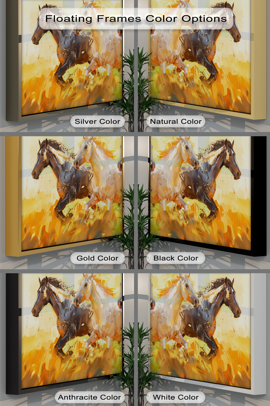 Trio of Galloping Horses in Abstract Firelight - Horse Canvas Print