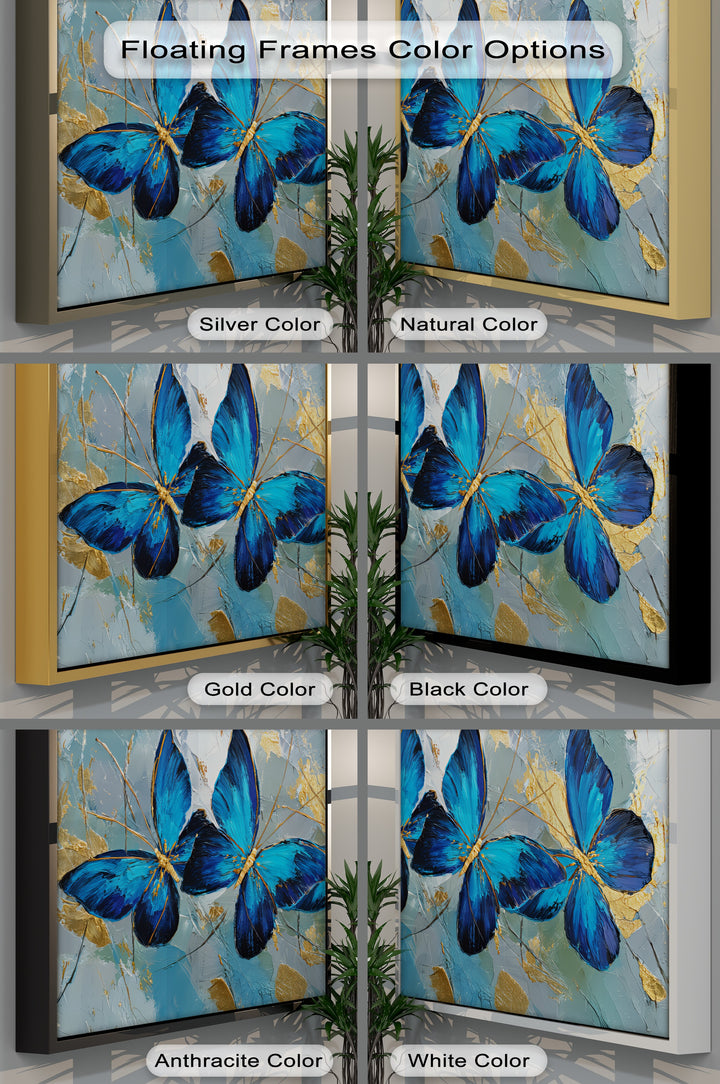 Trio of Radiance – Bold Blue Butterfly Canvas Print