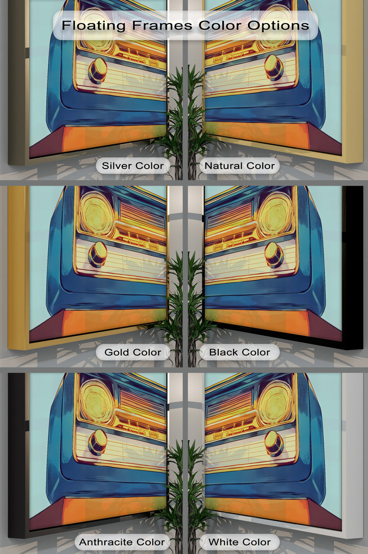 Sunwave Tuner – Retro Blue and Orange Radio Canvas Print