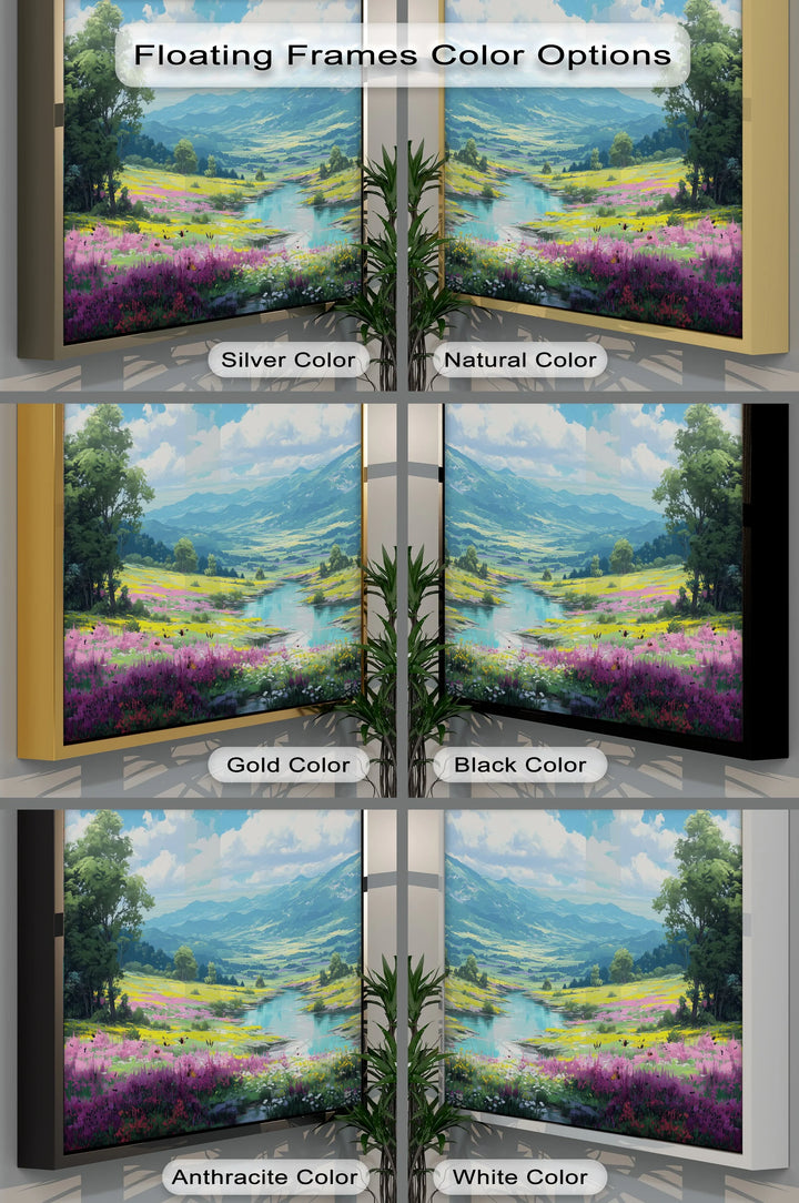 Blossoming Valley – Serene Wildflower Landscape Canvas Print - MyPhotoStation