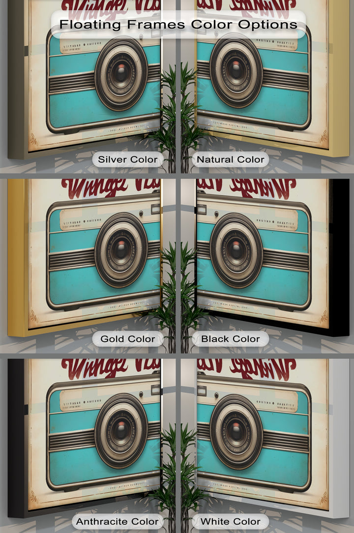 Vintage Vibes Camera – Retro Teal Canvas Print