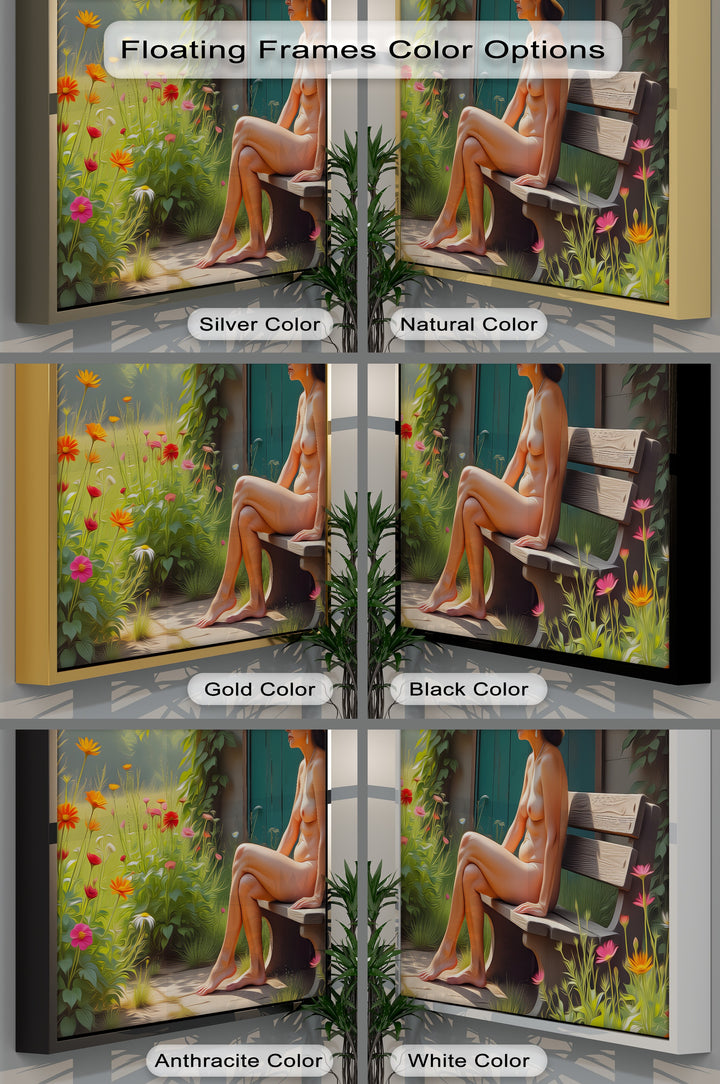 Garden Reverie – Nude Woman with Hat Canvas Wall Art | Large Art