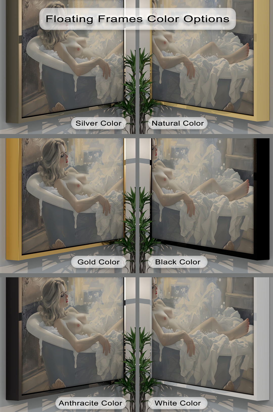 Sensual Woman in Bathtub – Erotic Canvas Wall Art | Framed Art