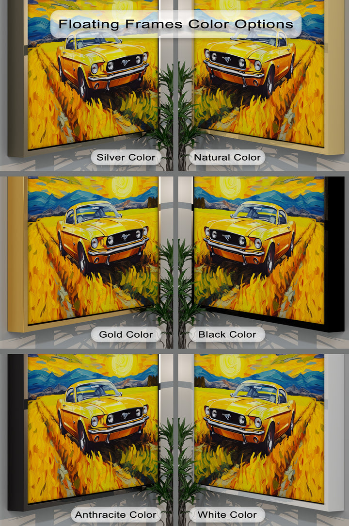 Golden Mustang Drive – Car Canvas Print