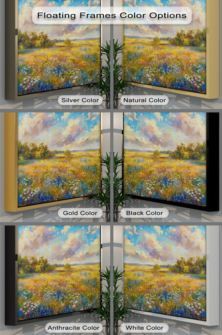 Golden Meadow Bloom – Colorful Wildflower Landscape Canvas Print - MyPhotoStation
