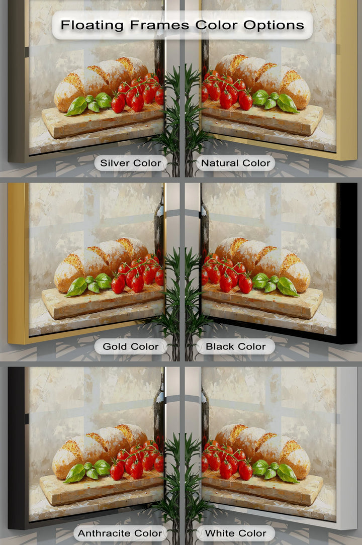 Italian Kitchen Still Life – Wine, Bread & Tomato Kitchen Canvas Art - MyPhotoStation
