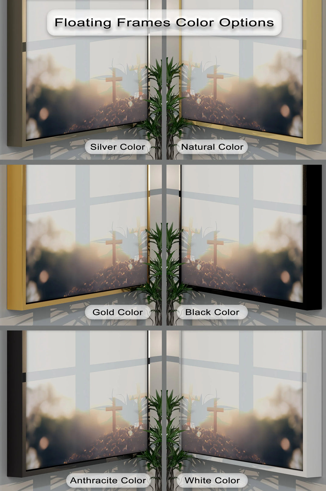 Three Crosses at Dawn – Symbolic Christian Canvas Print