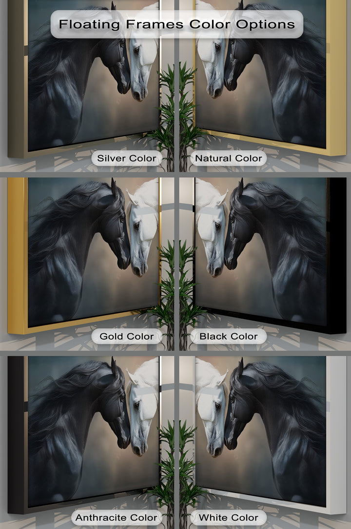 Black and White Horses in Emotional Harmony - Horse Canvas Print