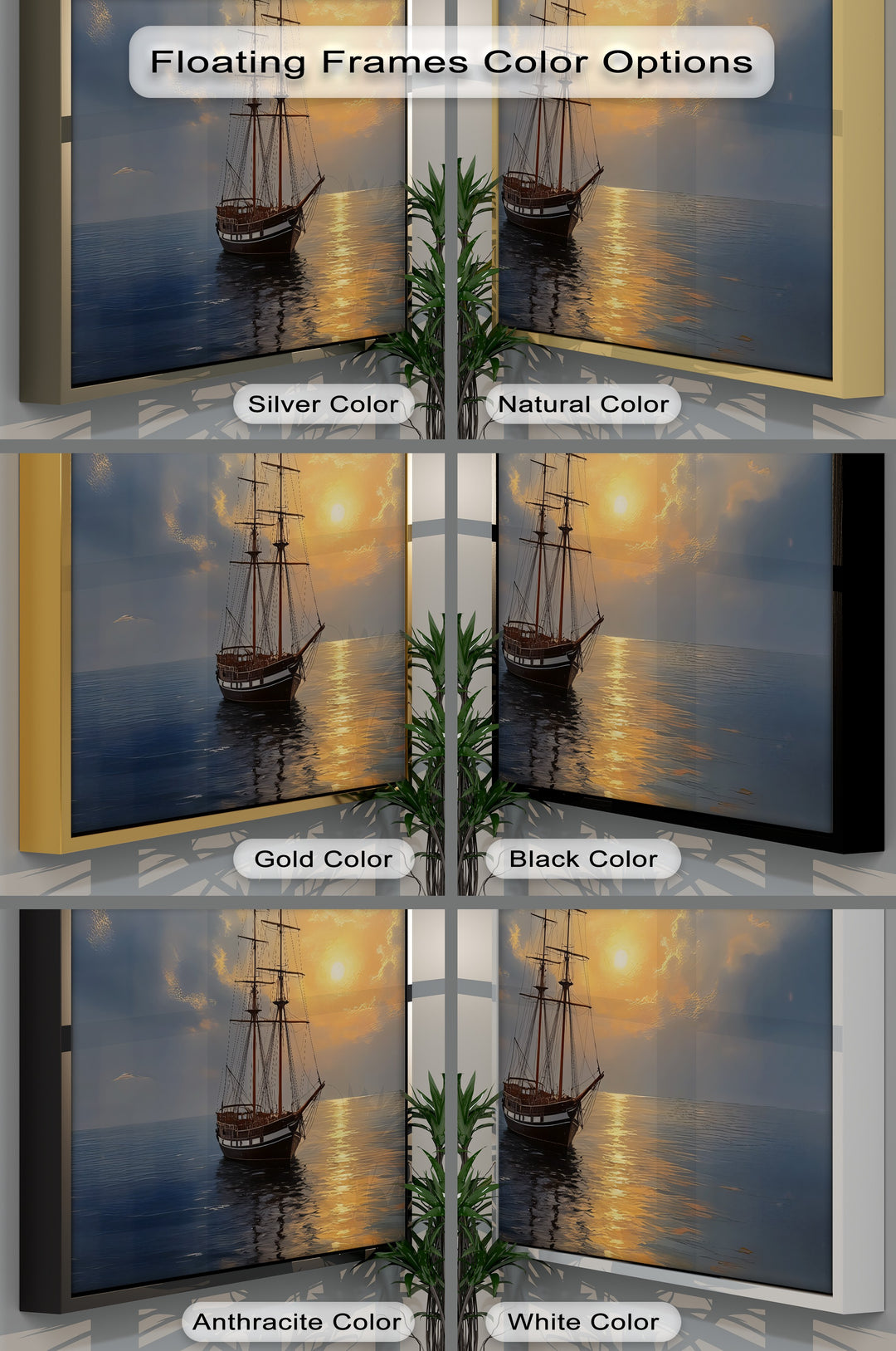 Golden Horizon Voyage – Sailing Ship Sunset Canvas Wall Art | Canvas Art