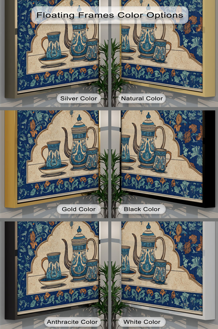 Ornate Blue Tea Set – Persian Canvas Print