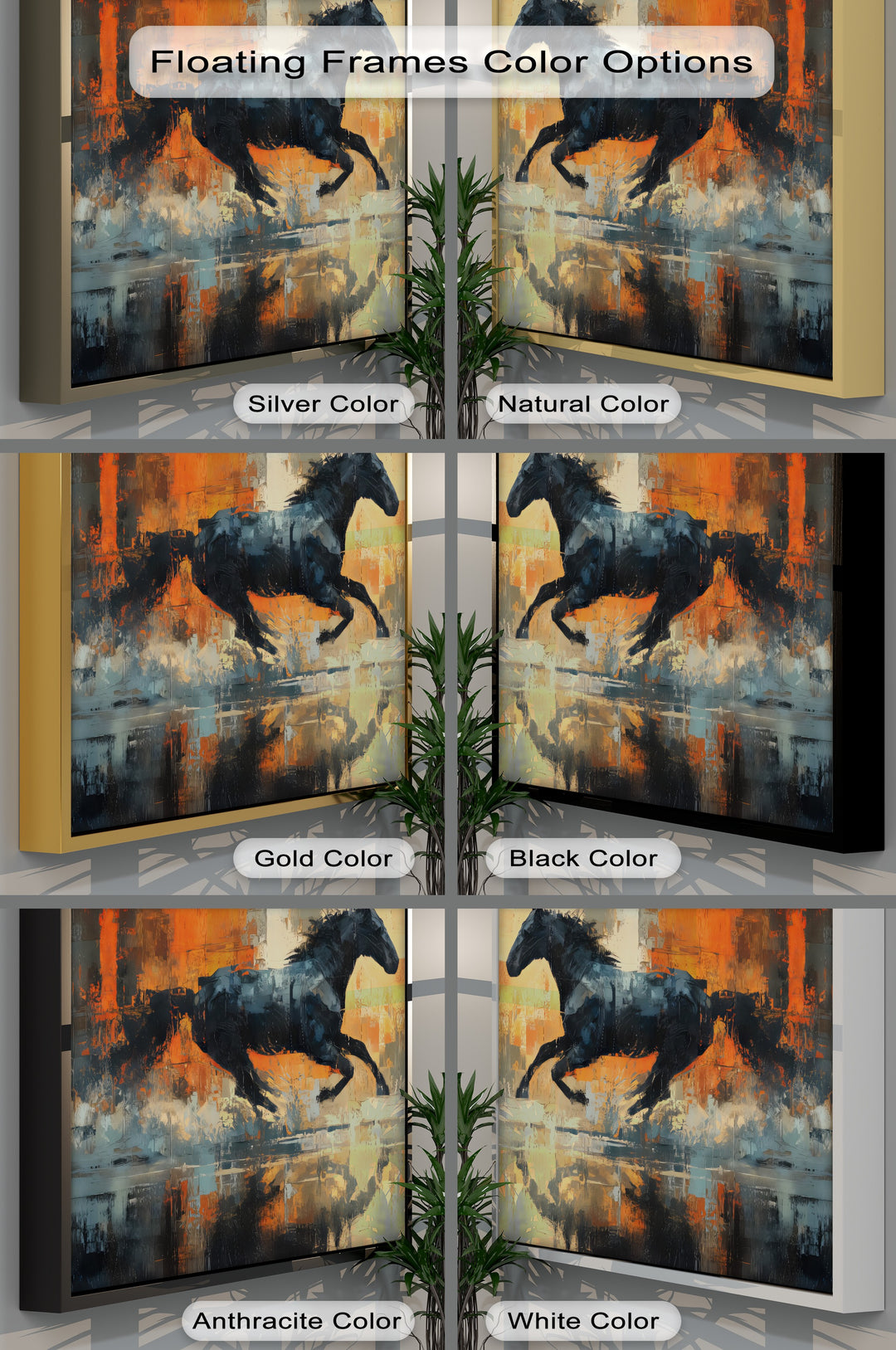 Midnight Momentum – Abstract Running Horse Canvas Print