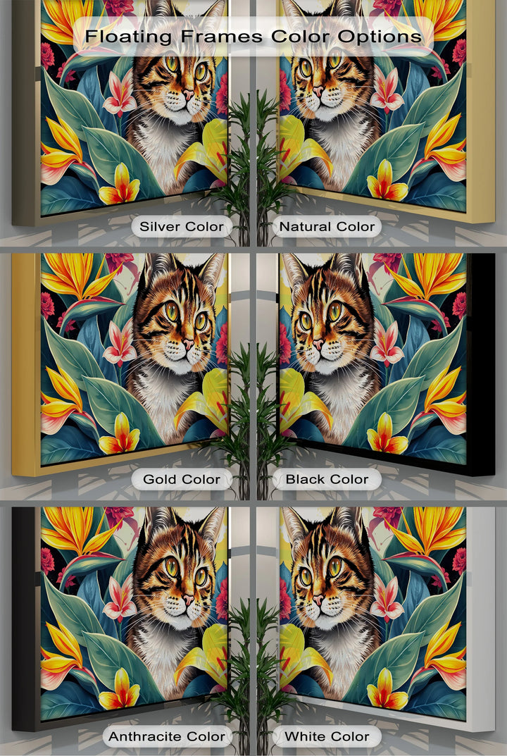 Tabby Cat Surrounded by Tropical Flowers - Cat Canvas Print - MyPhotoStation