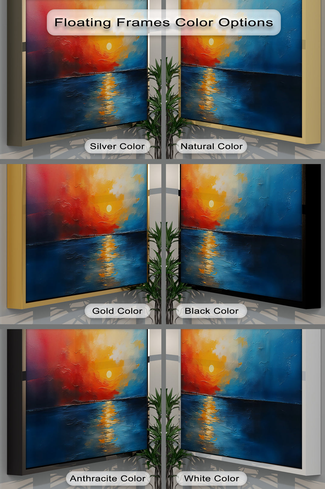 Fiery Horizon – Abstract Sunset Seascape Canvas Wall Art | Framed Art