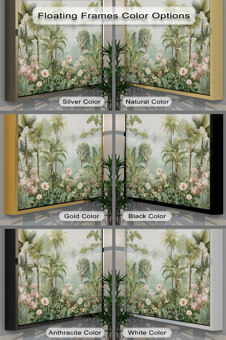 Tropical Lush Greenery with Pink Blossoms – Canvas Print - MyPhotoStation