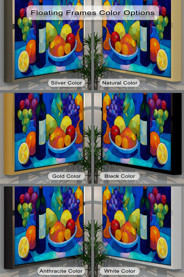 Colorful Cubist Fruit and Wine Still Life – Canvas Print - MyPhotoStation