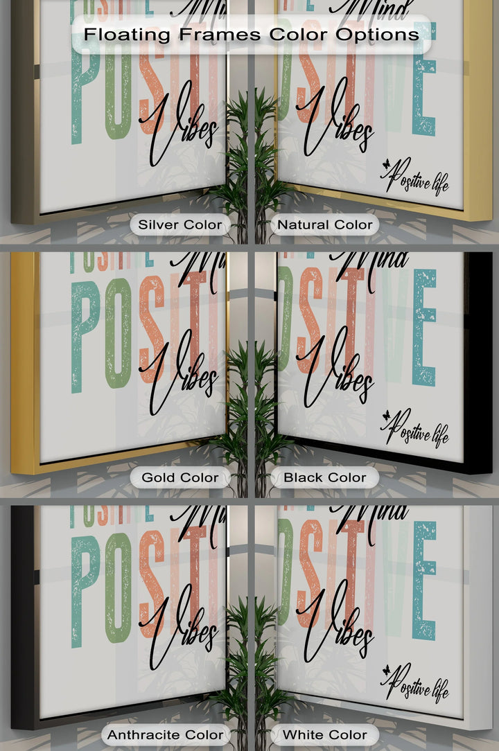 Positive Vibes – Colorful Affirmation Typography Canvas Print