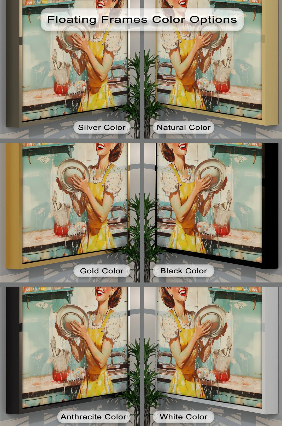 Cheerful Retro Dishwashing – Vintage Kitchen Canvas Prints - MyPhotoStation